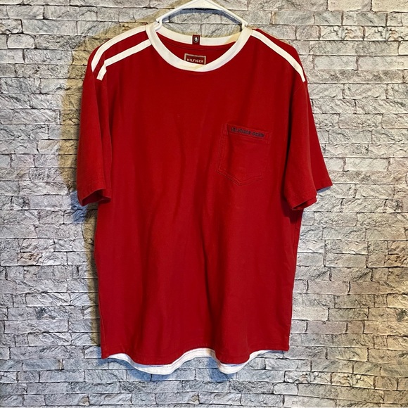 Tommy Hilfiger Red Label Red & white Thermal short sleeve shirt - Picture 1 of 9